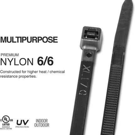 TR Industrial Multi-Purpose UV Resistant Black Cable Ties, 4 inches, 100 Pack