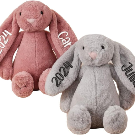 Personalized Easter Bunny Rabbit, Custom Name Monogrammed Embroidered Bunny, Fluffy Rabbit with Long Ears,Plush Bunny Toy, Gift for Baby Kids(11.8inches)