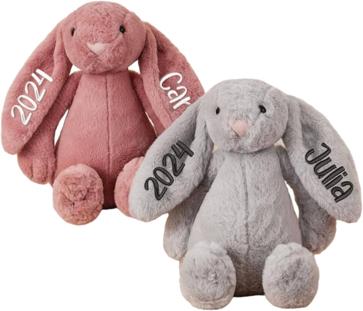 Personalized Easter Bunny Rabbit, Custom Name Monogrammed Embroidered Bunny, Fluffy Rabbit with Long - photo 2
