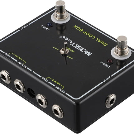 for Dual Reverse Loop Box Guitar Effects Pedal, 2-Channel for A/Switcher with Tuner Out for Amp & for FX Management, Aluminum Enclosure, Black