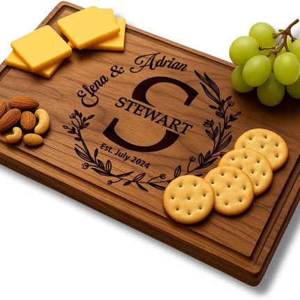 Personalized Cutting Board – Custom Cutting Board Wood Engraved Charcuterie Board, Unique Gift for Wedding, Anniversary, Bridal Shower, Couples, Christmas, Parents & Housewarming