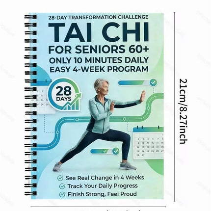 Tai Chi Daily Practice Planner for Seniors & Beginners – Spiral-Bound Fitness Log with Progressive Exercise Tracking, Gentle Movement Journal for Balance & Wellness(5.5x8.3 Inch, Green)