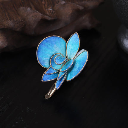 Blue Orchid Hair Clip For Women, Handmade Silk Flower Hair Clip, Hanfu Hair Accessory, Chinese Style Headdress Flowers, Gift For Her
