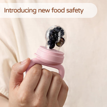 Alimentador de fruta de silicona para bebé 2 piezas con mini bandeja congeladora, moldes de paleta de leche materna para dentición infantil, mordedores de bebé, alimentador de comida fresca para alimentación autónoma segura del bebé - morado