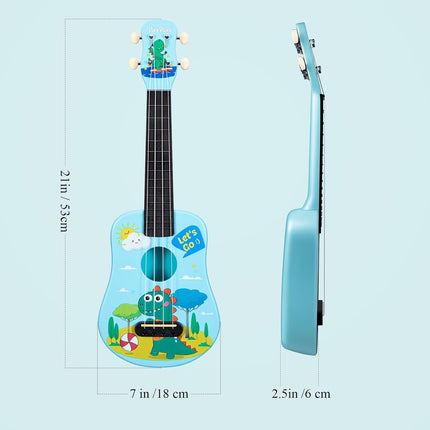 21 Inch Soprano Ukulele for Beginners Kids Adults & Students, Nylon Strings Hawaiian Ukelele Starter Kit with Gig Bag Strap Picks Extra Strings, Portable Musical Instrument Holiday Gift(Blue)