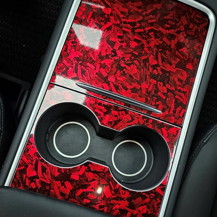 LZLRUN Forged Gloss Carbon Fiber Red Vinyl Wrap Roll Air Release Sticker Sheet Film DIY Decal Car Auto Vehicle Morotcycle Self Adhesive - 1ft x 3.5ft