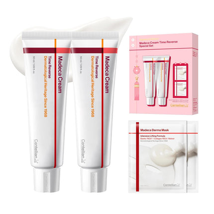 CENTELLIAN 24 Madeca Cream Time Reverse 50ml (2pcs) + Intensive Lifting Mask (2ea) Signature Edition - Cica Anti Aging for Wrinkles, Firming and Centella Asiatica for Sensitive Skin, Korean Skin Care