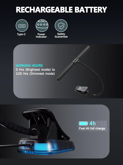 Professional 88 LED Rechargeable Music Stand Light - Foldable Clip-on Lamp, Eye-Protective, 5 Brightness - photo 5
