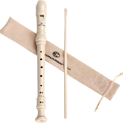 Soprano Recorder Instrument for Kids&Student - German Fingering 8 Hole Flute ABS Descant Recorders for Beginners with Cleaning Rod and Bag, Beige