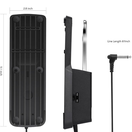 Sustain Pedal, Sustain Pedal for Keyboard Universal, Premium Piano Pedal for Keyboard with Polarity Switch for MIDI Keyboards, Digital Pianos, Yamaha, Casio and More, 1/4'' Input Plug by RNSXYAT