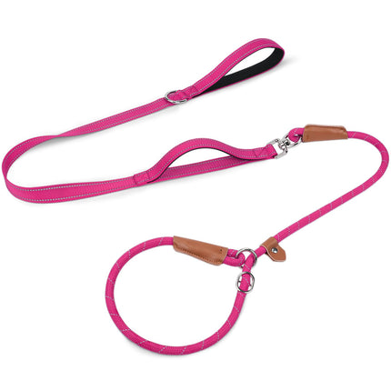 Slip Lead Dog Leash with Dual Handle, No Pull, Black, 6FT x 3/8"