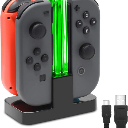 FastSnail Charging Dock Compatible with Nintendo Switch for Joy Con & OLED Model Controller with Lamppost LED Indication, Charger Stand Station with Charging Cable