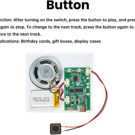 Diymore DIY Birthday Cards Music Module 8MB Push Button Activated Sound Module with Speaker,Easy Recording for Personalized Greetings,DIY Projects Holiday Crafts Cards Gifts for Women Men Mom Kids