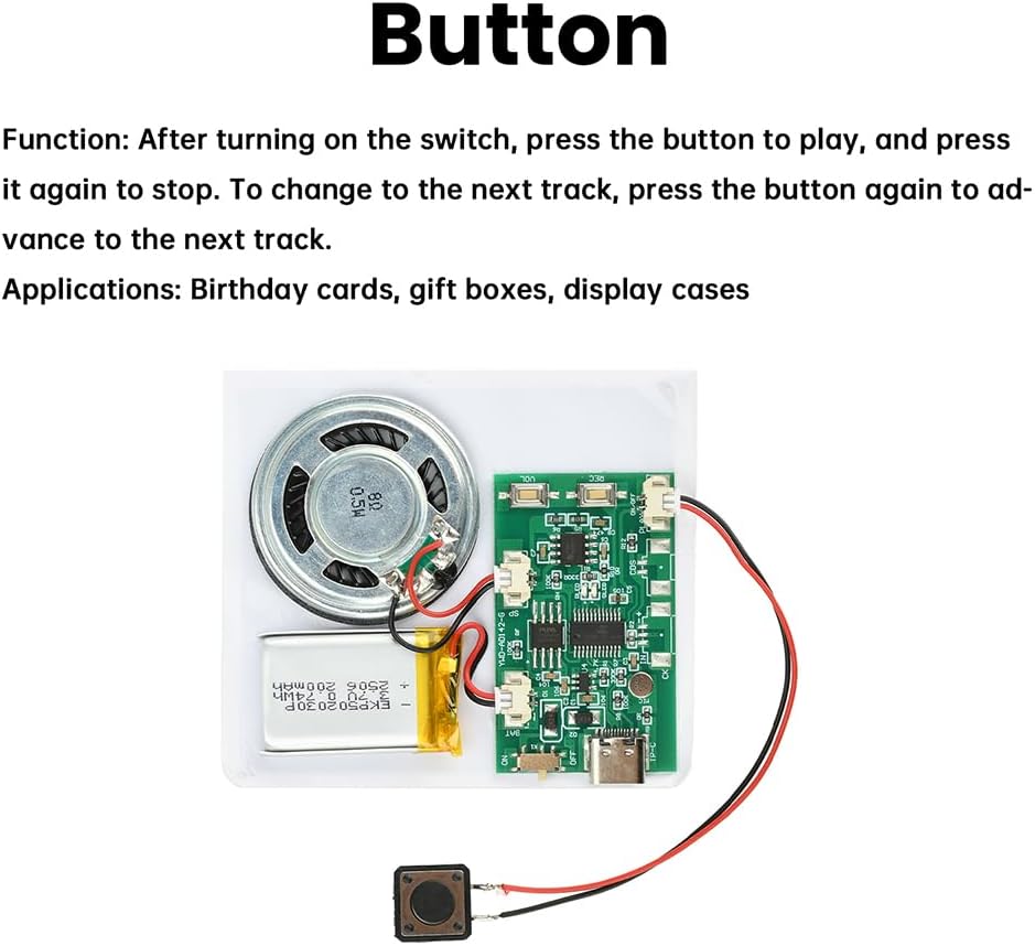 DIY Birthday Card Sound Module with Push Button and Speaker - photo 4