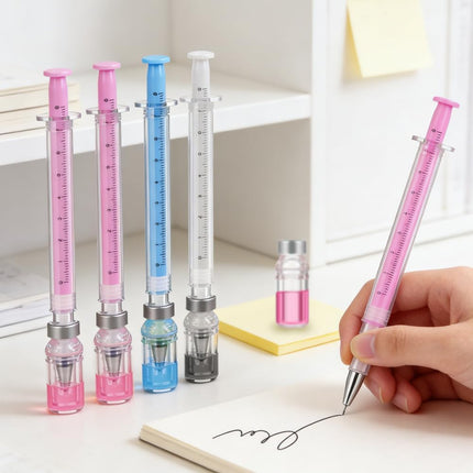 3/6/9-Pack Syringe Shaped Gel Pens, 2026 New Creative Syringe Shaped Gel Ink Pens for Funny, Nurse Accessories for Work and Nursing School Supplies, Beautiful Ballpoint Pens for Gift (3Pcs)