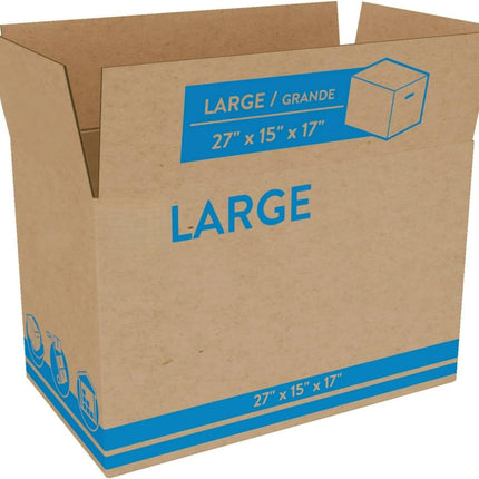 Large Moving Boxes (10 Pack) - 27x15x17 Inches Heavy Duty Packing & Shipping Boxes for Moving, Storage | Medium to Large Items, Clothes, Decorations | Easy Assemble Cardboard Box | 32 ECT Kraft Brown