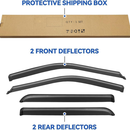 Window Visors Rain Guards for 2017-2026 Ford F250-F550 Super Duty Crew Cab