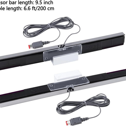 Aokin Sensor Bar for Wii, Replacement Wired Infrared Ray Sensor Bar for Nintendo Wii and Wii U Console, Includes Clear Stand