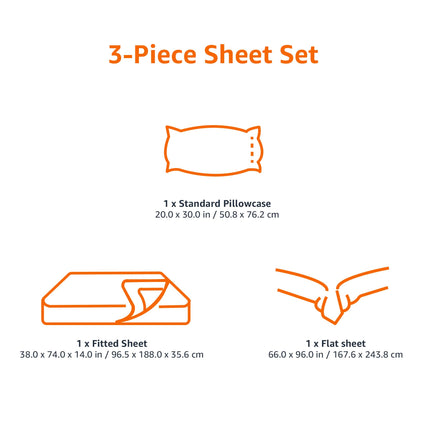 Lightweight Super Soft Easy Care Wrinkle Free Microfiber 3 Piece Bed Sheet Set with 14-Inch Deep Pockets, Twin, Navy Blue, Solid, Kids, Men & Women Bedding