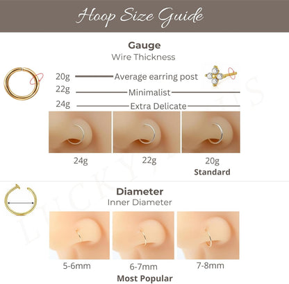 Small Thin Gold Nose Ring Hoop for Women, 14k Gold Filled or 925 Sterling Silver - 20G/22G/24G - photo 5