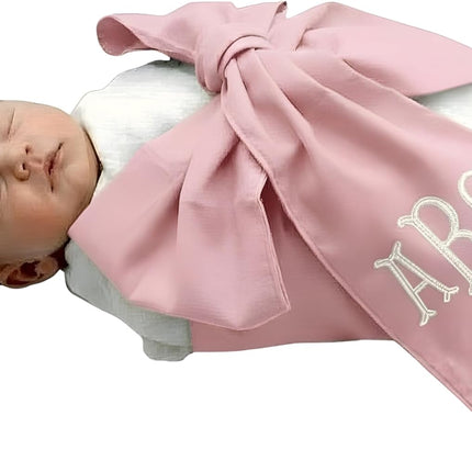 Morxy Personalized Newborn Swaddle Sash: Custom Cotton Big Bow for Baby Boys & Girls - Photography Prop & Nursery Decor