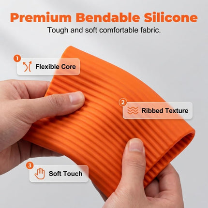 Silicone Phone Stand with Aluminum, Flexible Foldable Phone Holder, Bendable Adjustable Anti-Slip Desktop Stand for Phone Tablet Laptop, Portable Rollable Multi-Angle Stand for Home (Orange)