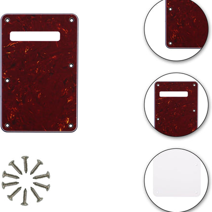 SSS 11 Holes Strat Electric Guitar Pickguard and BackPlate Set for Fender USA/Mexican Made Standard Stratocaster Modern Style Guitar Parts,Red tortoise 4ply