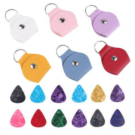 6PCS Guitar Pick Holder Keychain and 12PCS Guitar Picks Set