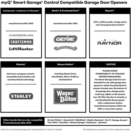 CHAMBERLAIN Smart Garage Control - Wireless Garage Hub and Sensor with Wifi & Bluetooth - Smartphone Controlled, myQ-G0401-ES, White