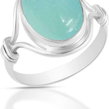 Solid 925 Sterling Silver Ring For Women & Girls Natural Gemstone Ring Sterling Silver Wedding Ring February Birthstone Bezel Set Gemstone Ring