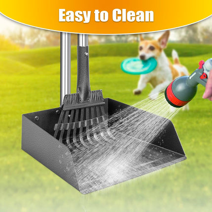 Pooper Scooper for Dogs Metal Heavy Duty Long Handle Rake, Spade & XL Tray