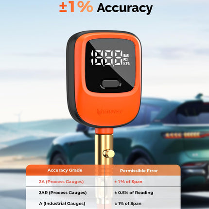 ETENWOLF T600 Digital Tire Pressure Gauge 0-250 PSI, ANSI B40.7 2A Grade High Precision(Plus-Minus 1%),Tire Gauge for Tire Pressure with Rubber Hose, Replaceable AA Batteries