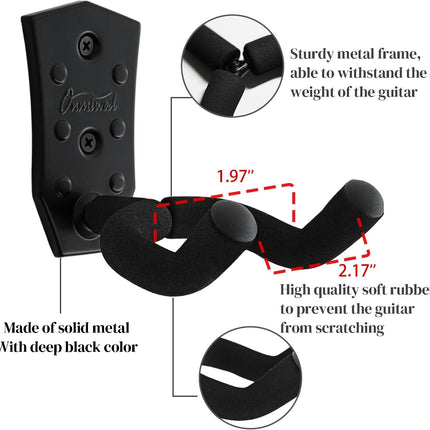 Onmiwod Guitar Wall Mount 3 Pack, Black Metal Guitar Hanger, V-Shaped Guitar Wall Hangers Mount, Guitar Holder Hook Stand Wall for Acoustic, Electric Guitar, Banjo, Bass, for Guitar Player Men Boy