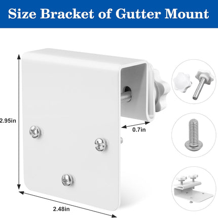 2 Pack Gutter Mount Bracket for Eufy Security SoloCam S340/E30/E42 and 4G LTE Cam S33, Stainless Steel Gutter Mount for Solar Security Camera, No-Drill Installation