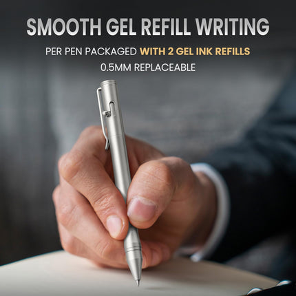 Origin-Joy Brass Bolt Action Pen Set, Heavy Duty EDC Copper Metal Tactile Turn Pen With Gel Ink Refills (Black & Nickel White)