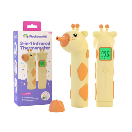 Playhouse MD Baby Thermometer for Kids – Digital Infrared No-Touch Forehead & Ear Thermometer, 3-in-1 Contactless Thermometer with Fever Indicator, Fever Buddy Giraffe