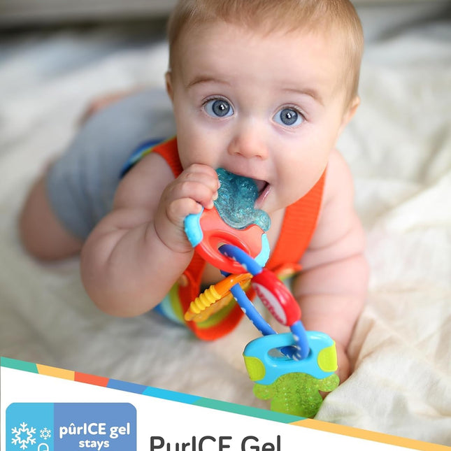 Ice Gel Teether Keys - Silicone Soothing Baby Teether Toys for Infants - Gentle for Sore Gums Colorful and Fun Toys - Safe and Durable Infant Baby Teething Toy - Blue