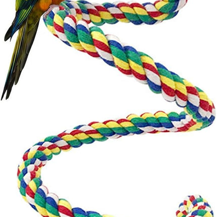 40" Bendable Cotton Bird Rope Perch Swing Set, Colorful Cage Accessories for Parrots Conures Cockatiels Lovebirds Budgerigars Parakeets