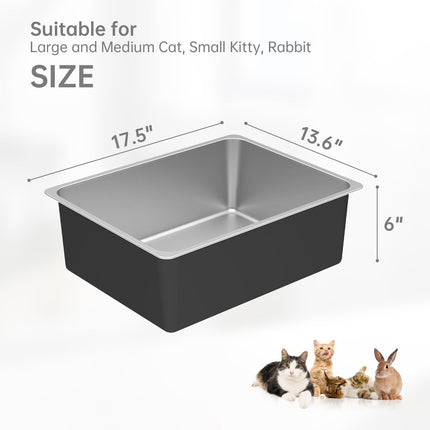 High Sided Stainless Steel Cat Litter Box