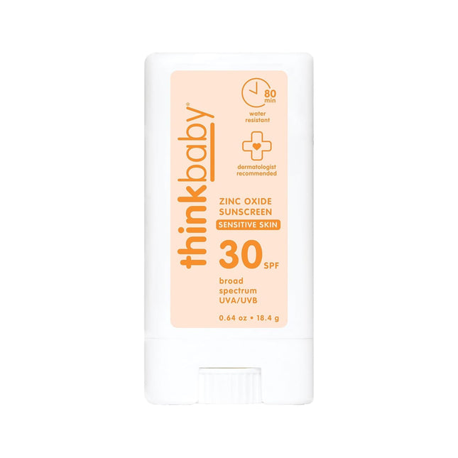 SPF 30 Kids Sunscreen Stick for Sensitive Skin, 0.64 oz, Baby Sunscreen with Non-Nano Zinc Oxide 24%, Broad Spectrum UVA/UVB Protection, 80-Minute Water Resistant, Reef Friendly SPF Stick