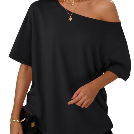 Tops de Hombros Descubiertos para Mujer, Camisetas de Verano Oversized 2026