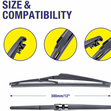 5 PLUS 12" Rear Wiper Blades Replacement For TOYOTA RAV4 2024-2019,2012-2001, Highlander 2019-2001,Land Cruiser 2019-2013,2011-2008, Yaris 2019,11-06 Venza 14-09, BACK Windshield Wiper Blades(12-A)