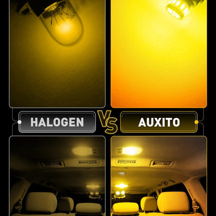AUXITO Latest 194 LED Bulbs Amber Yellow, Canbus Error Free 168 2825 T10 W5W LED Bulb for Car Dome Door Map Courtesy Trunk Cargo Marker License Plate Exterior Lights, Pack of 2
