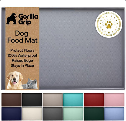 Waterproof Raised Edge Silicone Pet Feeding Mat, 18.5 x 11.5, Gray
