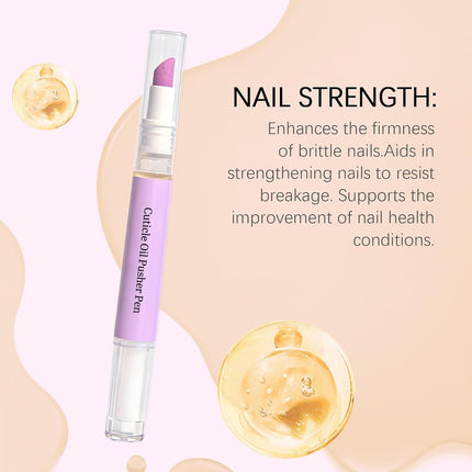 2-in-1 Cuticle Oil Pusher Pen,Ceramic Cuticle Oil Cuticle Pusher Nail Oil Pen for Dry & Damaged Nails,Nail Care Tool For Repair & Nourish Nails,Moisturize Strengthen Brighten (1 pcs)