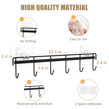 Kitchen Utensil Hanger, Adhesive Utensil Holder, Black, 2 Pcs