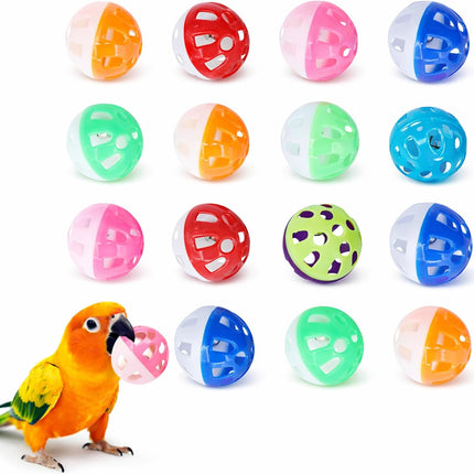 15 Pack Bird Jingle Balls Toy 3.8 cm 1.5 in Colorful Parrot Toy Balls with Bell Inside Interactive Bird Cage Toys for Parakeet Cockatiel Lovebird Small Birds