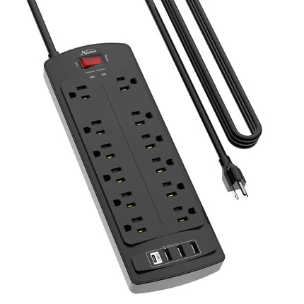 6 Ft Surge Protector Power Strip with 12 Outlets and 4 USB Ports