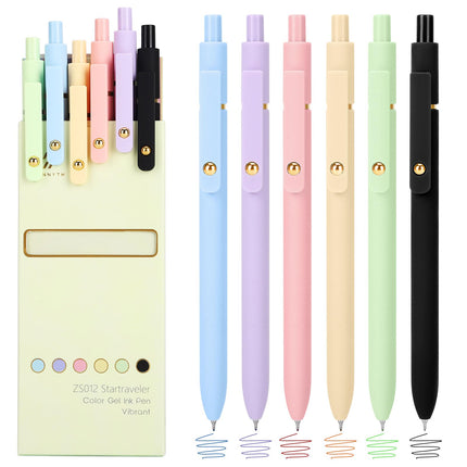Gel Pens,6 Pcs 0.5mm Retractable Quick Dry Blue Ink Pens