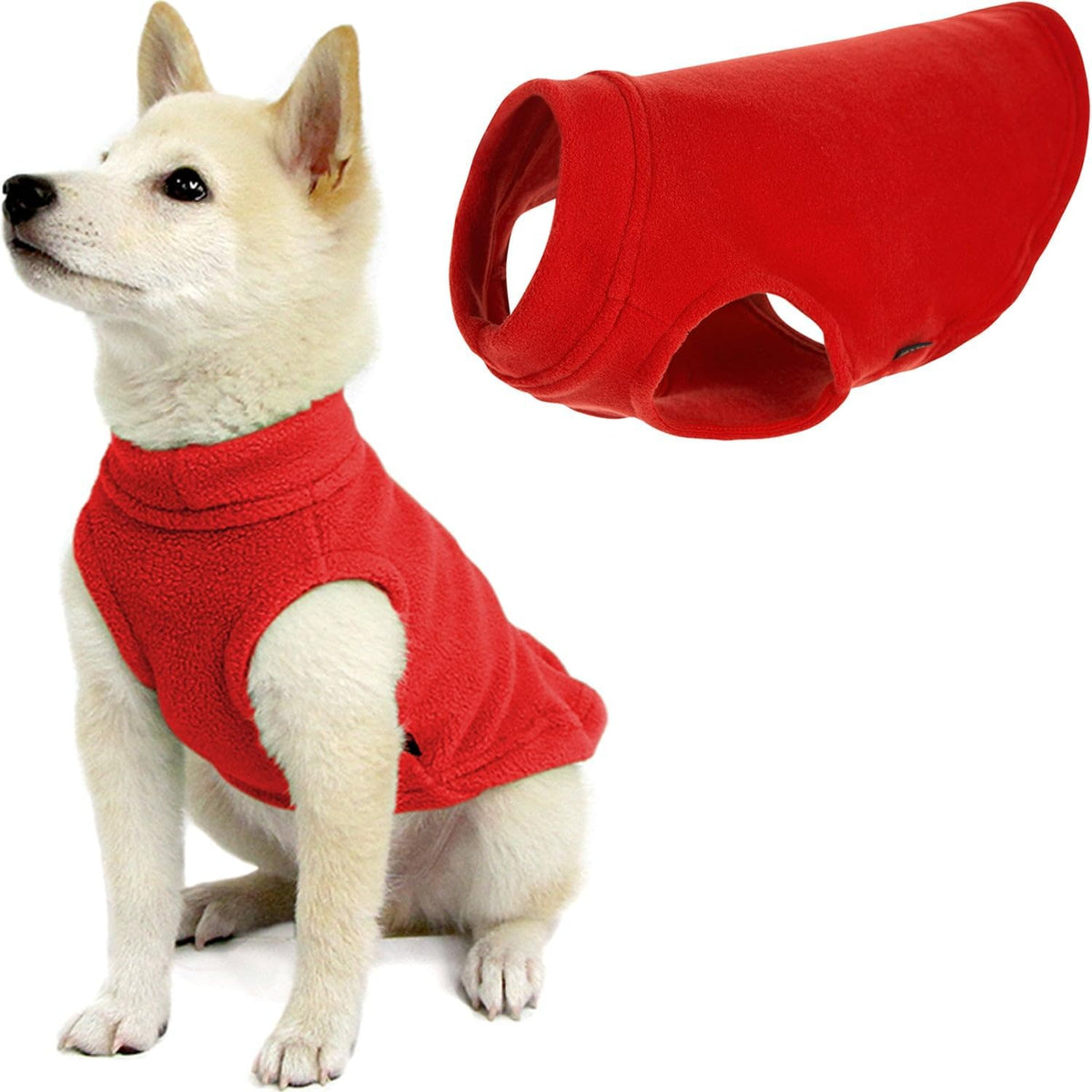 Stretch Fleece Vest Dog Sweater - Red, Medium